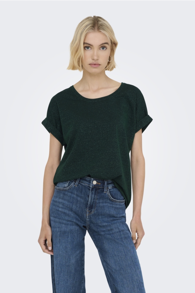 ONLMOSTER GLITTER S/S TOP NOOS JRS 15356991 SCARAB/SCARAB LUR